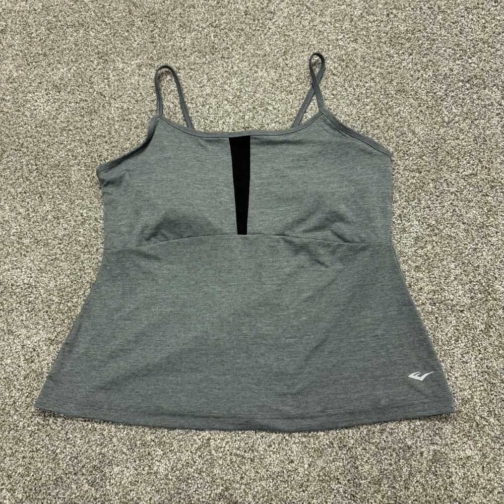 Everlast Performance Tank Top Womens XL Gray Camisole Built In Bra Wicking Cups